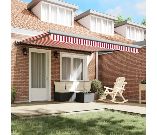 Automātiskā Atsperu Nojume Sarkana Un Balta Svītra 400 X 300 Cm Vidaxl