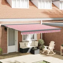 Nolokāms Markīze Sarkana Un Balta 400 × 300 Cm Audums Un Metāls Vidaxl