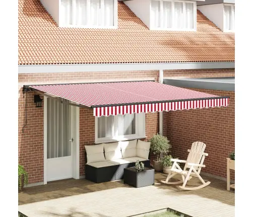 Izvelkams Jumtiņš Sarkans Un Balts Svītrojums 400X300 Cm Vidaxl