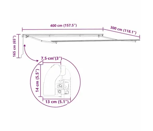 Izvelkams Jumtiņš Daudzkrāsains 400 × 300 Cm Poliesters Vidaxl