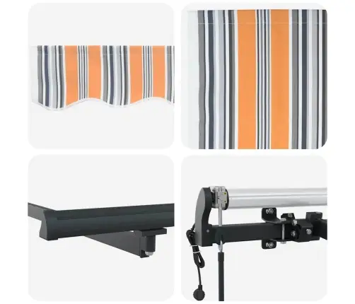 Automātiskā Atsaucamā Nojume Krāsainās Svītrās 400 X 300 Cm Vidaxl