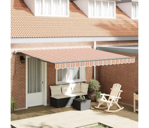 Automātiskā Atsaucamā Nojume Krāsainās Svītrās 400 X 300 Cm Vidaxl