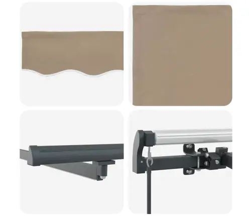 Manuālā Iebīdāmā Nojume Ar Led Bēša 400X300 Cm Vidaxl