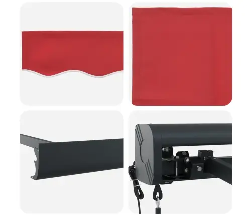 Varikatus Punane 400 X 300 X 165 Cm Polüester Ja Alumiinium