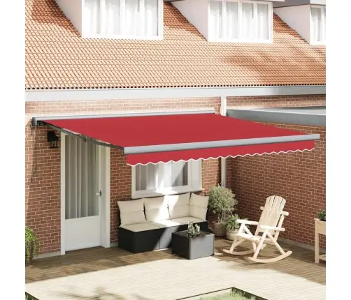 Automātiskā Atgriezeniskā Markīze Sarkanā Krāsā, 400 X 300 Cm Vidaxl