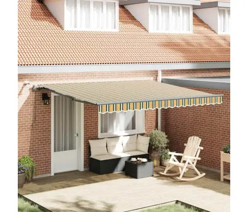 Automātiskā Iebīdāmā Nojume Ar Led Zaļa Un Dzeltena 400X300 Cm Vidaxl