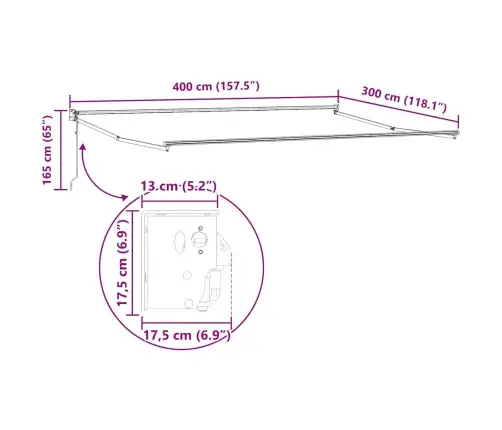 Izvelkams Jumtiņš Zaļš Un Balts 400 × 300 Cm Poliesters Vidaxl