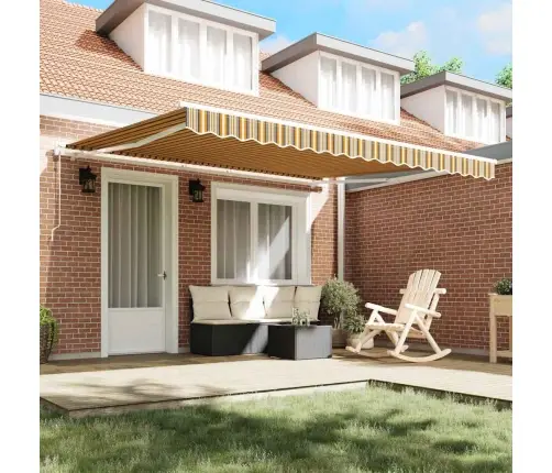 Iebīdāma Nojume Dzeltena / Pelēka / Balta 400 × 350 Cm Vidaxl