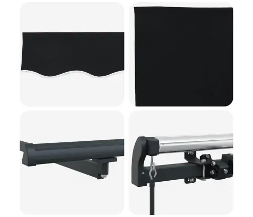 Käigukohandatav Varikatus Must 400 × 350 Cm Polüester Ja Teras