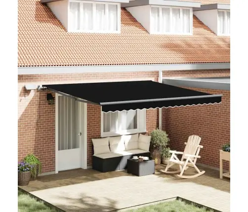 Manuālā Iebīdāmā Nojume Ar Led Melna 400X350 Cm Vidaxl