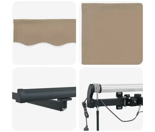 Izvelkams Jumtiņš Ar Bēša 400 × 350 Cm Audums Vidaxl