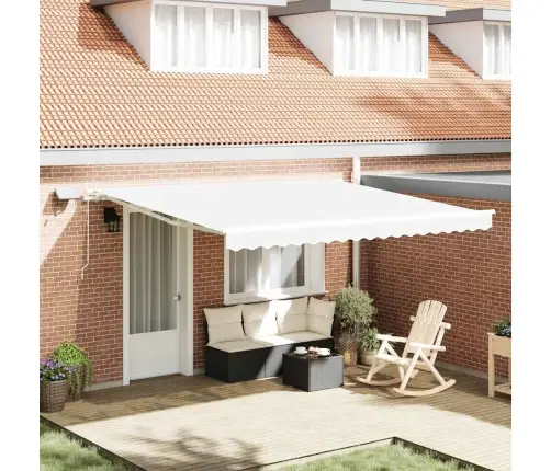 Ištraukiama Markizė Balta 400 × 300 Cm Audinys Ir Plienas