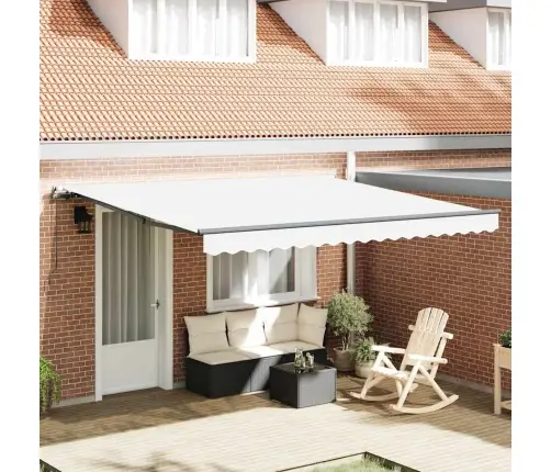 Izvelkamā Baltā Markīze Balts 400 × 350 Cm Poliesters Un Metāls Vidaxl