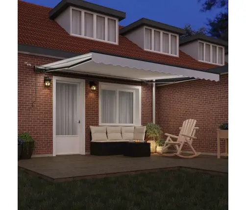 Automātiskā Ievelkamā Nojume Ar Led Balta 400X350 Cm Vidaxl