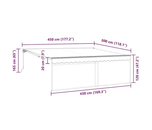 Izvelkams Jumtiņš Zila Un Balta Antracīta 450 × 300 Cm Vidaxl