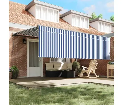 Izvelkams Jumtiņš Zila Un Balta Antracīta 450 × 300 Cm Vidaxl