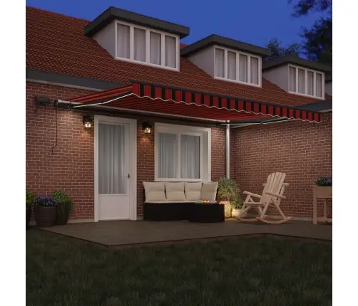Manuālā Iebīdāmā Nojume Ar Led Oranžā Un Brūnā 450X300 Cm Vidaxl