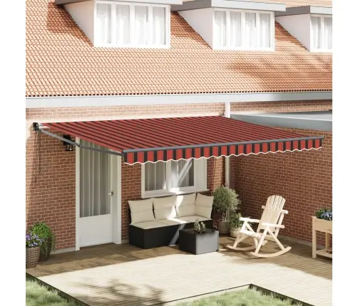 Izvelkams Jumtiņš Oranža Un Brūna 450 × 300 Cm Audums Vidaxl
