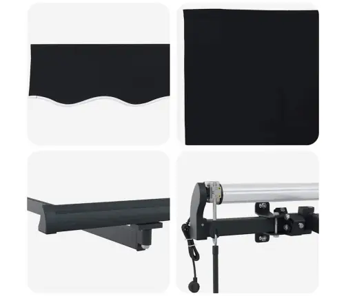 Automātiskā Ievilkšanas Markīze Melnā Krāsā, 450 X 300 Cm Vidaxl