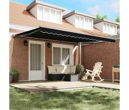 Ištraukiama Markizė Juoda 450 × 300 Cm Poliesteris Ir Metalas