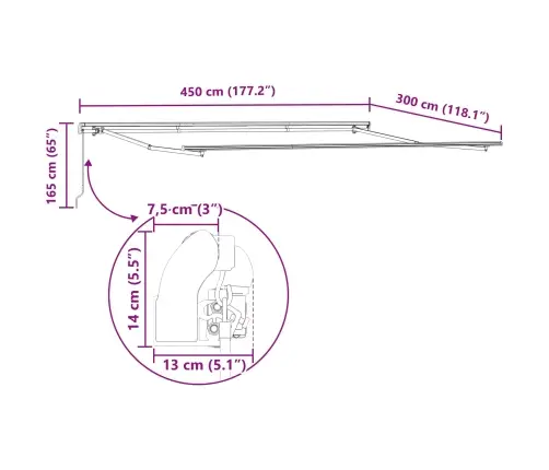 Varikatus Valge 450 X 300 X 165 Cm Polüester Ja Metall