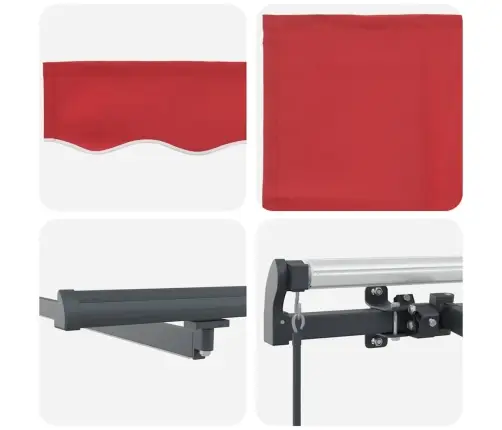 Manuālā Iebīdāmā Nojume Ar Led Sarkana 450X300 Cm Vidaxl