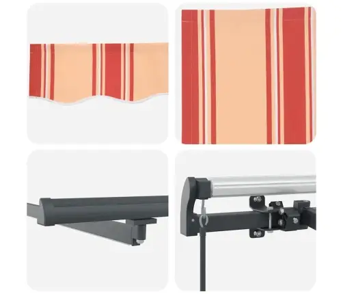 Manuālā Ievelkamā Nojume Ar Led Dzeltenā Un Oranžā 450X350 Cm Vidaxl