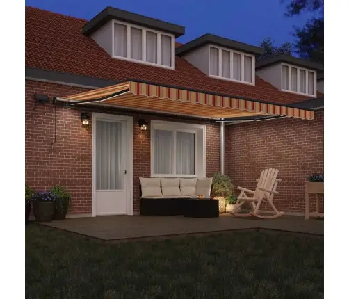 Manuālā Ievelkamā Nojume Ar Led Dzeltenā Un Oranžā 450X350 Cm Vidaxl