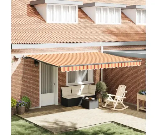 Manuālā Ievelkamā Nojume Ar Led Dzeltenā Un Oranžā 450X350 Cm Vidaxl