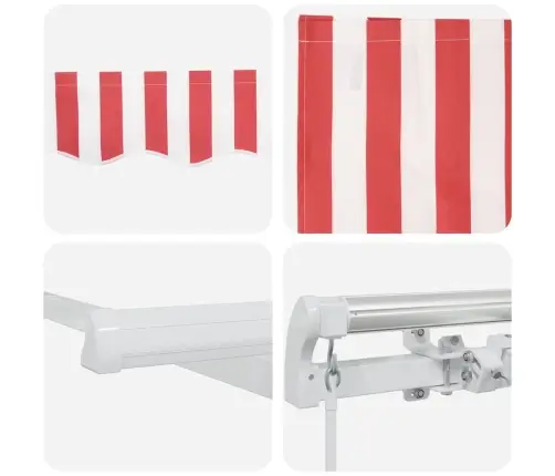 Roku Auduma Saulessargu Pārsegs Sarkans Un Balts Svītrots 450X350 Cm Vidaxl