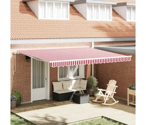 Roku Auduma Saulessargu Pārsegs Sarkans Un Balts Svītrots 450X350 Cm Vidaxl