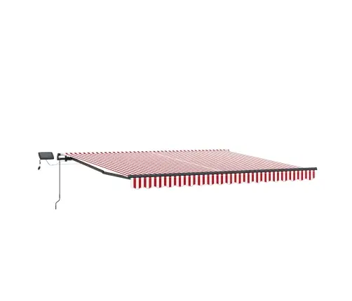 Manuālā Iebīdāmā Nojume Ar Led Sarkano Un Baltu Svītru 450X350 Cm Vidaxl