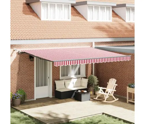 Varjudekangas Koos Punane Ja Valge 450 × 350 Cm Polüester