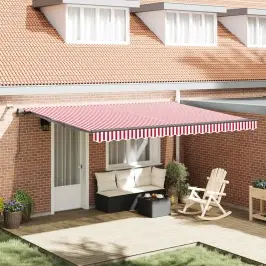 Nolokāms Markīze Sarkana Un Balta 450 × 350 Cm Poliesters Vidaxl