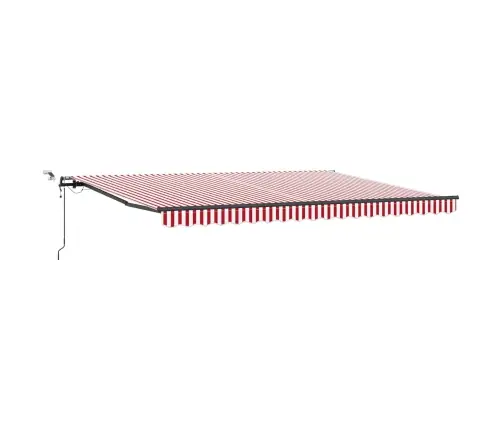 Automātiskā Iebīdāmā Nojume Ar Led Sarkano Un Balto Svītru 450X350 Cm Vidaxl
