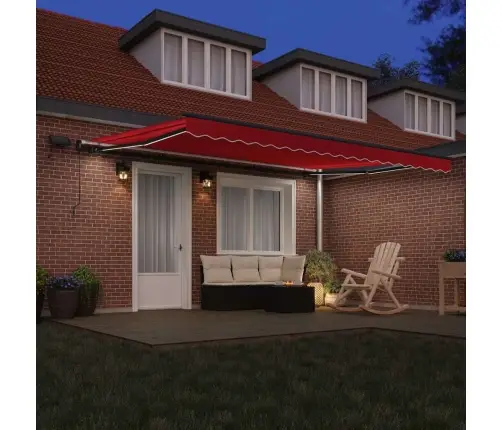 Manuālā Izvelkamā Nojume Ar Led Sarkana 450X350 Cm Vidaxl