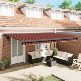 Nolokāms Markīze Sarkans Un Melns 500 × 300 Cm Vidaxl