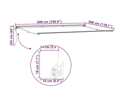 Izvelkams Jumtiņš Oranžs Un Brūns 500X300 Cm Vidaxl