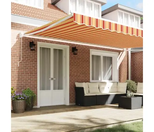 Manuālā Ievilkšanas Nojume Dzeltenā Un Apelsīnu 500X300 Cm Vidaxl