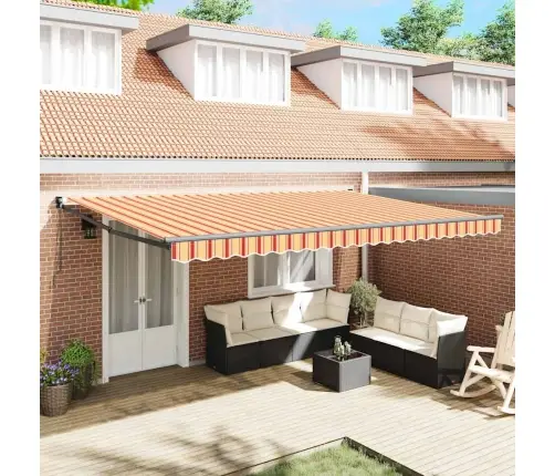 Manuālā Izvelkamā Nojume Dzeltenā Un Oranžā 500X300 Cm Vidaxl