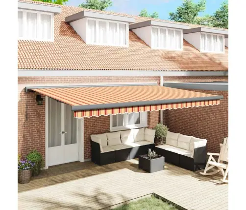 Manuālā Ievelkamā Nojume Dzeltena Un Apelsīnu 500X300 Cm Vidaxl