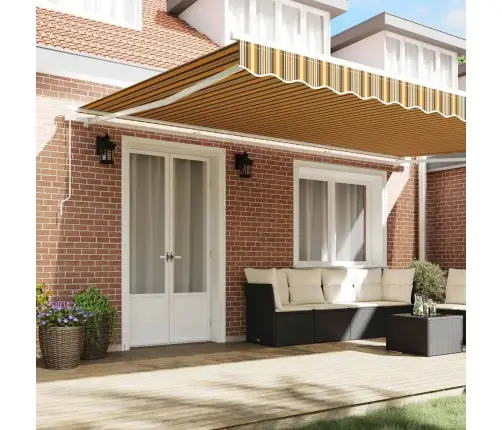 Manuālā Iebīdāmā Nojume Daudzkrāsainā Svītrā 500X300 Cm Vidaxl