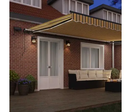 Manuālā Ievelkamā Nojume Ar Led Daudzkrāsu Svītru 500X300 Cm Vidaxl