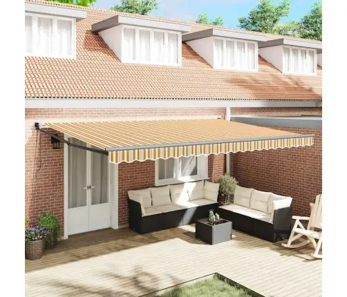 Automātiskā Iebīdāmā Nojume Daudzkrāsu Svītrā 500X300 Cm Vidaxl