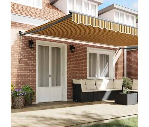 Automātiskā Iebīdāmā Nojume Daudzkrāsu Svītrā 500X300 Cm Vidaxl