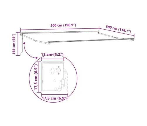 Automātiskā Iebīdāmā Nojume Daudzkrāsu Svītrā 500X300 Cm Vidaxl