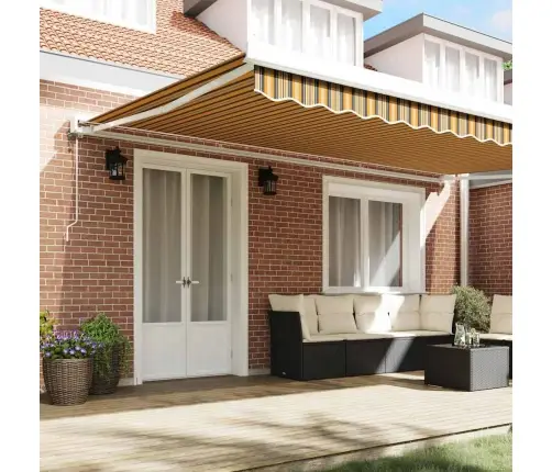 Automātiskā Ievilkšanas Nojume Daudzkrāsainā Svītrā 500X300 Cm Vidaxl