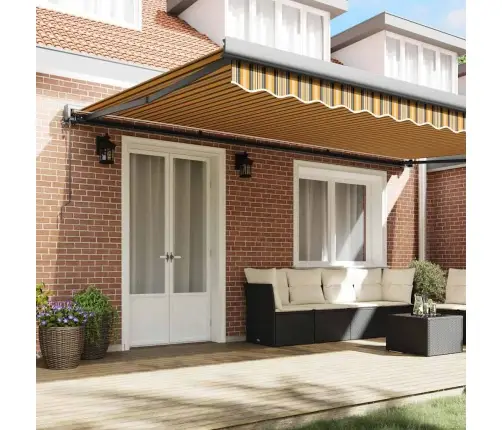 Automātiskā Izvelkamā Saules Aizsardzība Multikoloru Svītrojums 500X300 Cm Vidaxl