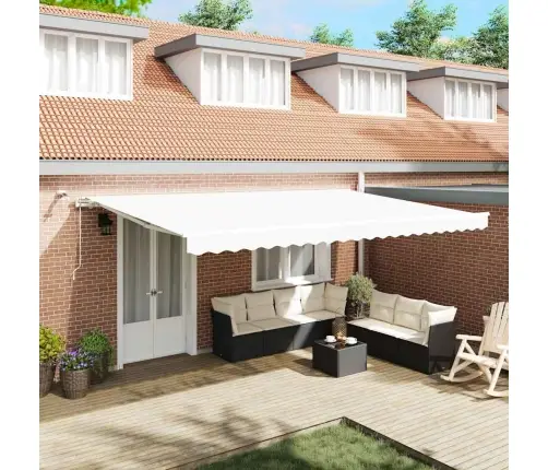 Automātiskā Iebīdāmā Nojume Ar Led Balta 500X300 Cm Vidaxl