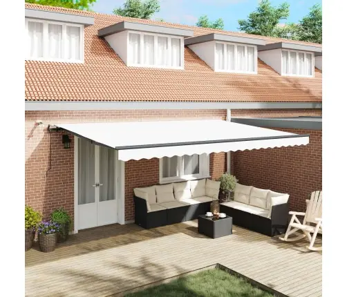 Automātiskā Iebīdāmā Nojume Ar Led Balta 500X300 Cm Vidaxl